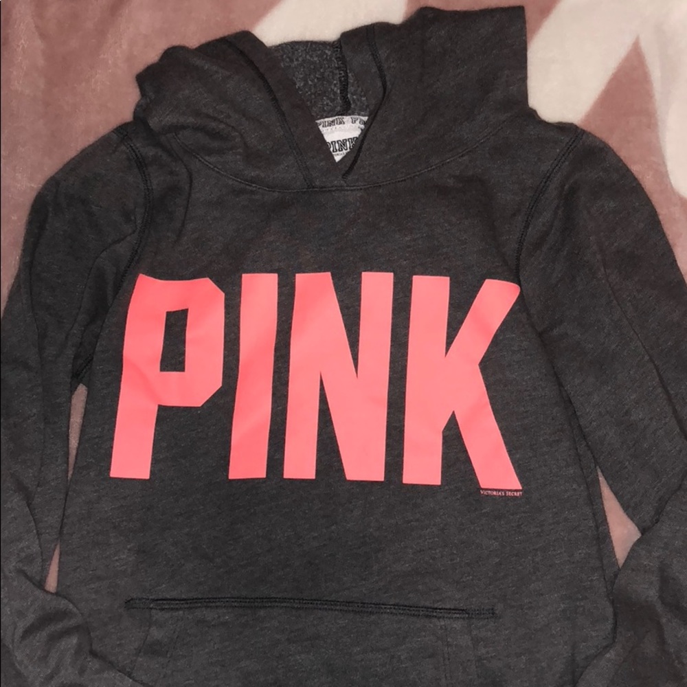 PINK grey graphic hoodie 💗